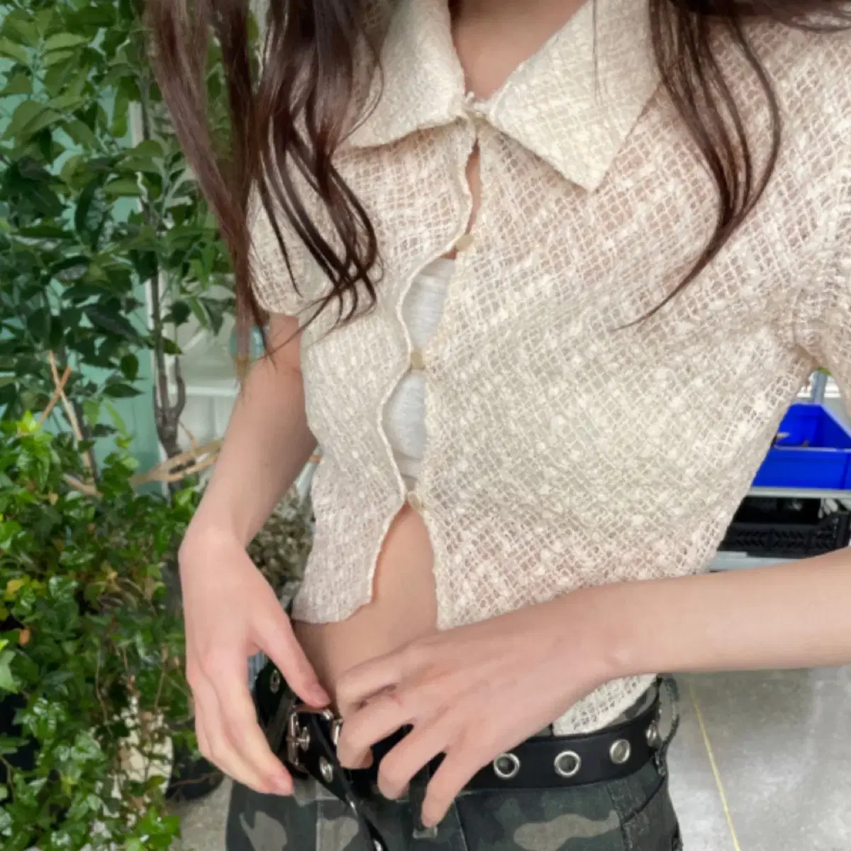 김아홉 lozenge lace blouse + daily bratop