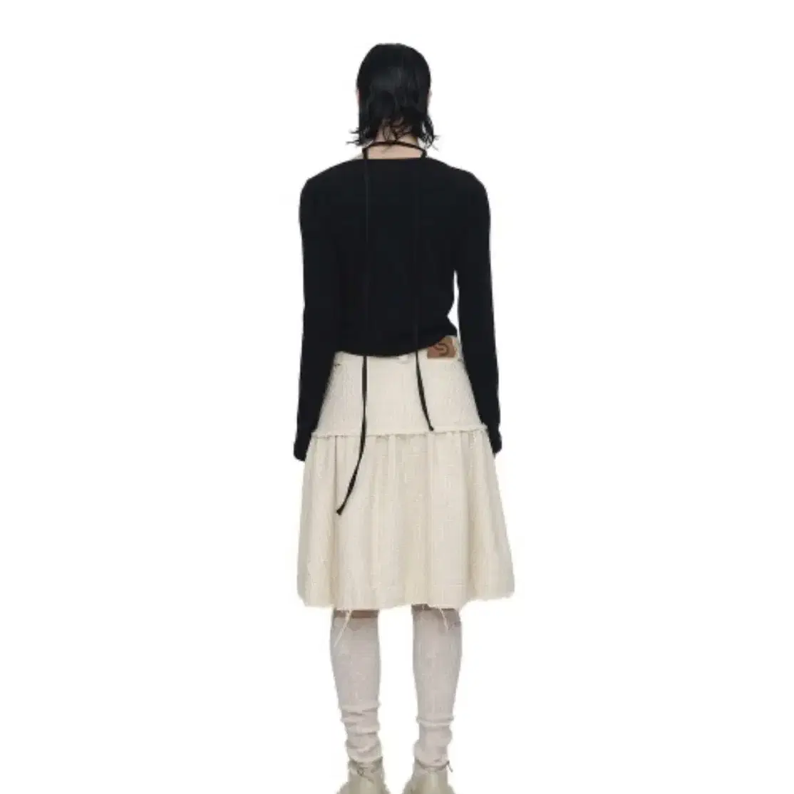 세릭 UNBALANCE TWEED SHIRRING SKIRT / IVOR