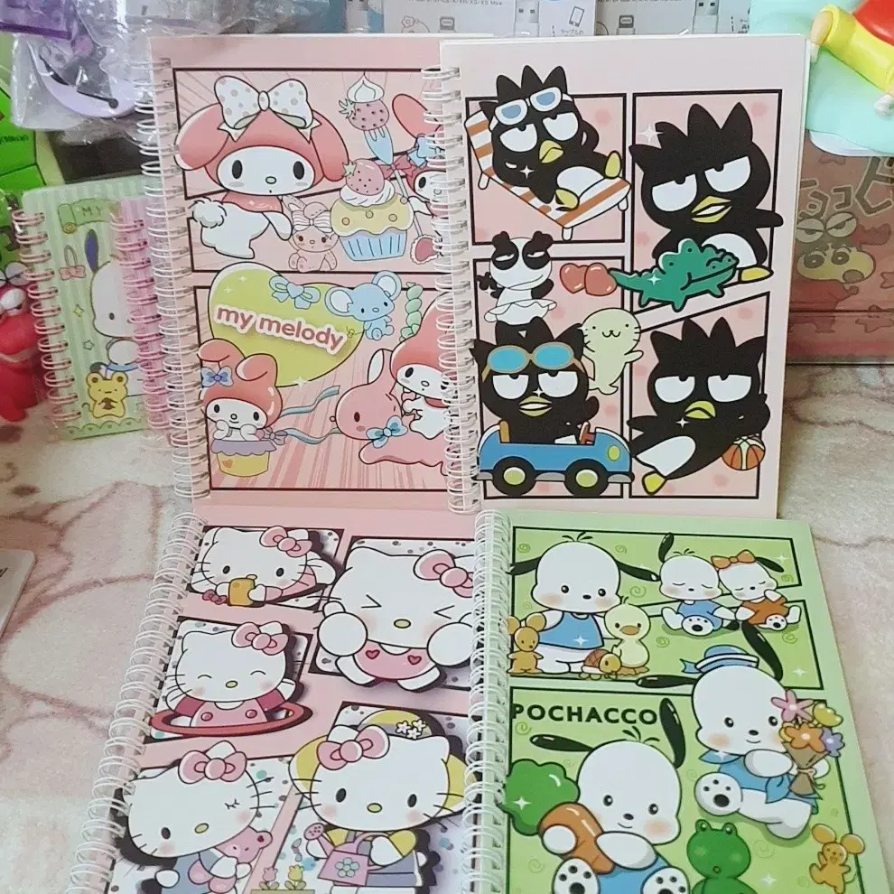 Sanrio Spring Line Notebook Set of 4 Notebooks (Pocha.Mamel.Kitty.Badmatsumaru)