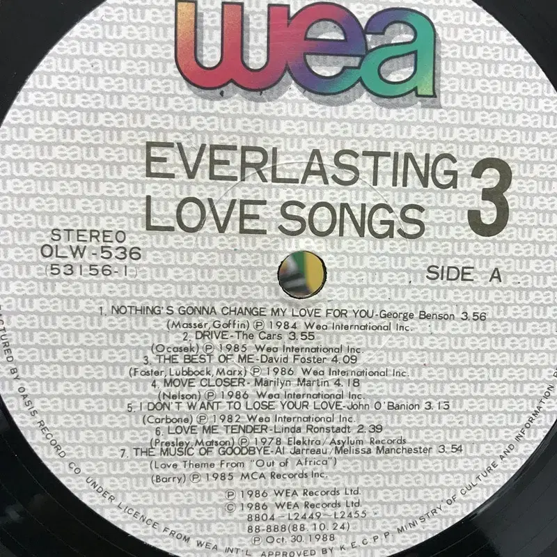 EVERLASTING LOVE SONGS LP / AA2160