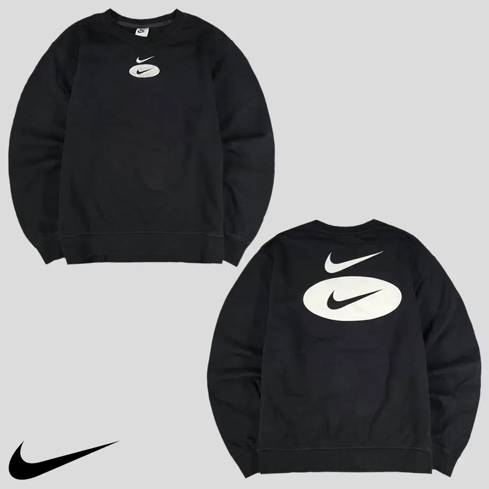 Nike Black Swoosh League Big Swoosh Backprinted Cotton Blend Sweat Brushed Tee