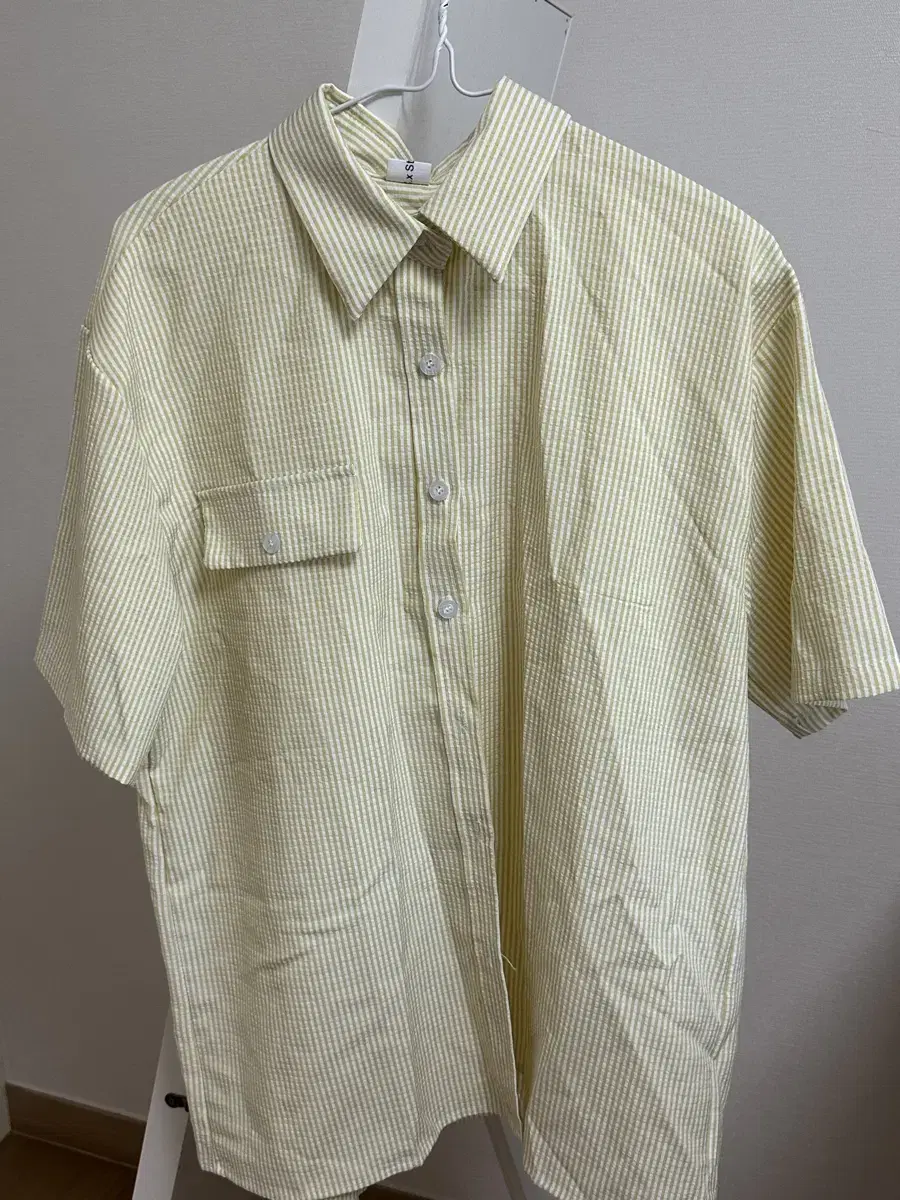 New) Yellow striped short sleeve shirt Able short sleeve shirt overfit