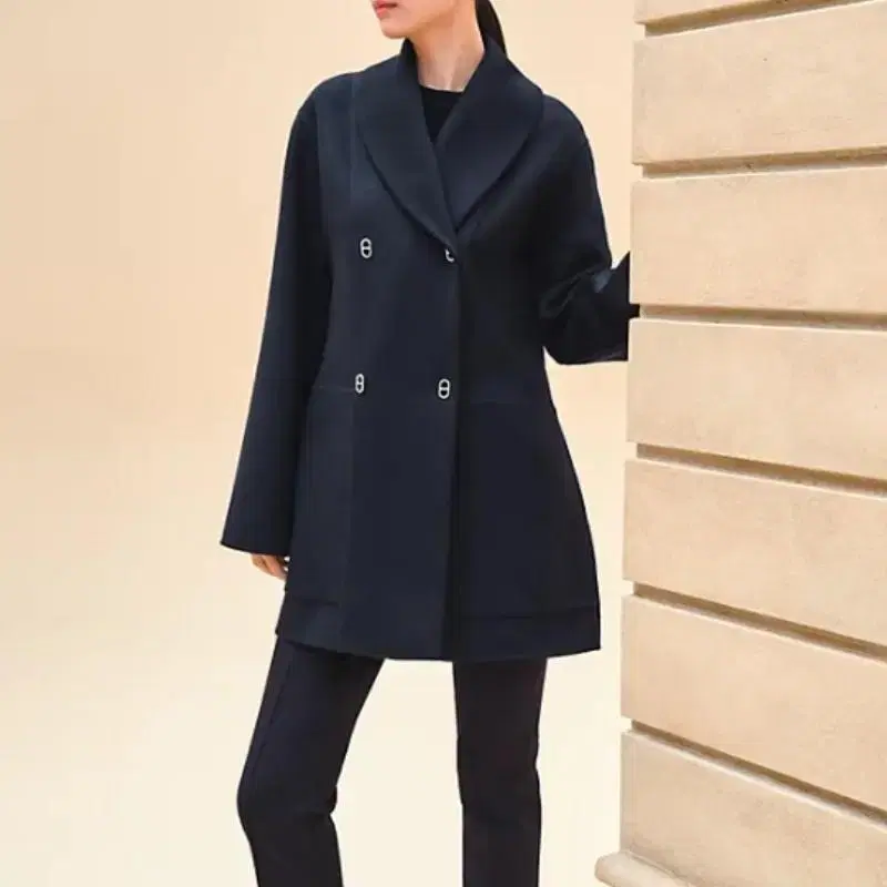 에르메스 서플 Supple pea coat 여성 울 코트 블루