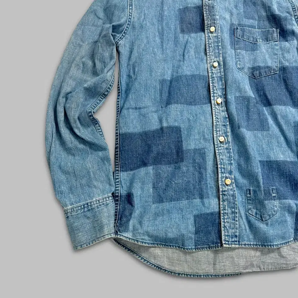 remi relief patchwork washed denim shirt