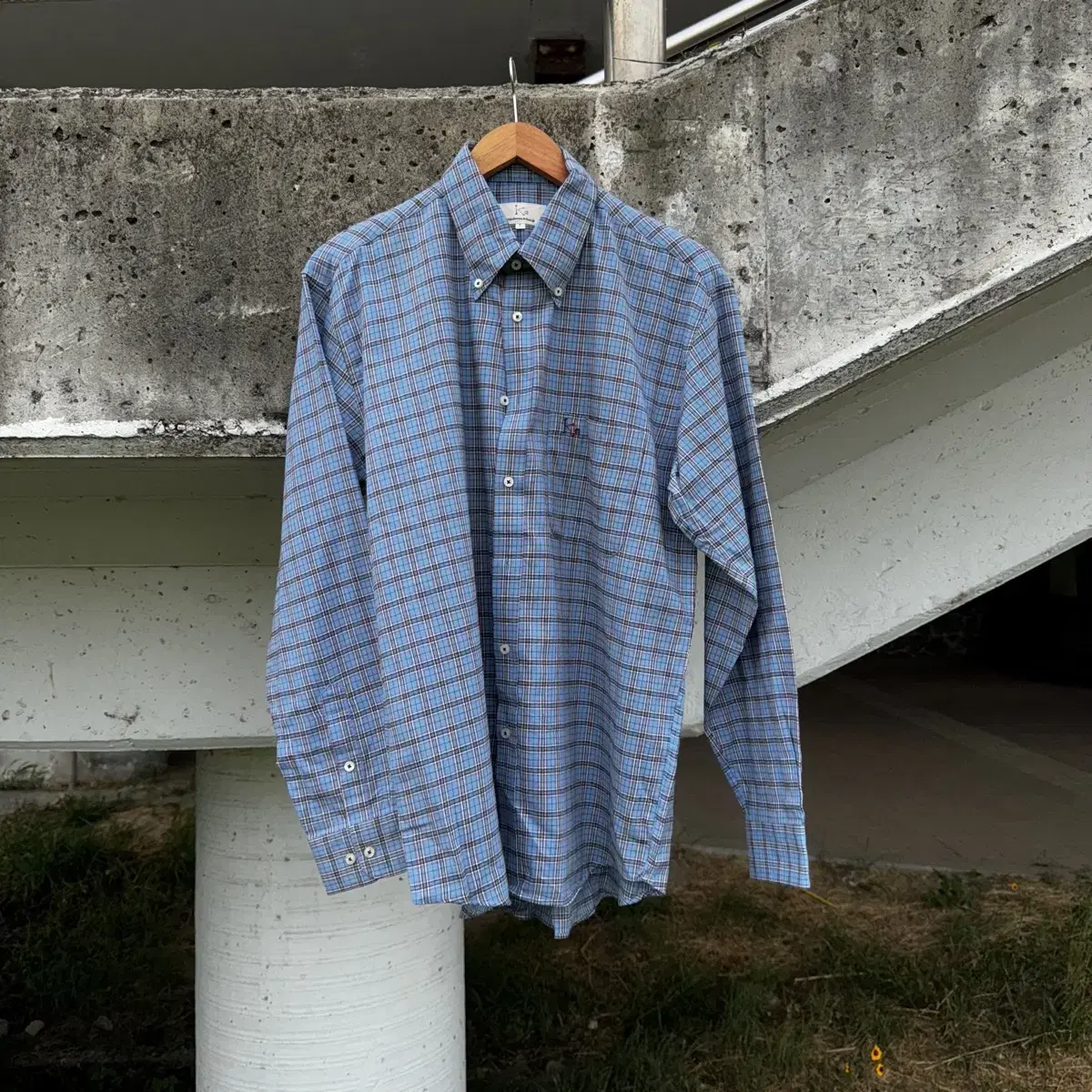 JPN Cotton bloo Check Shirt