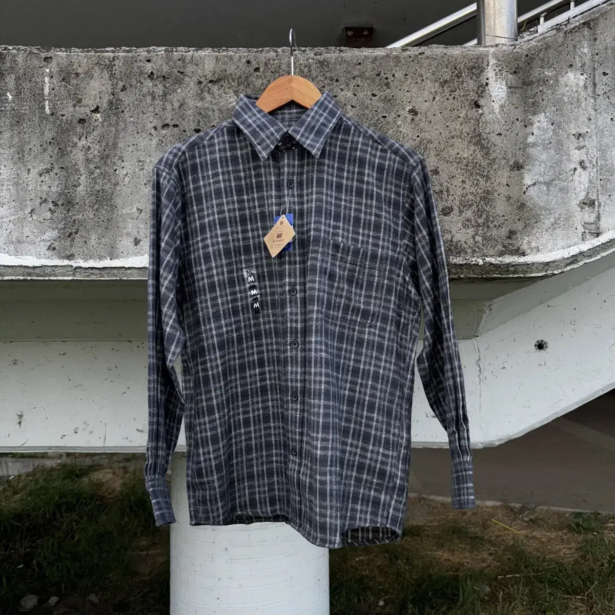 JPN Cotton Gray Check Shirt