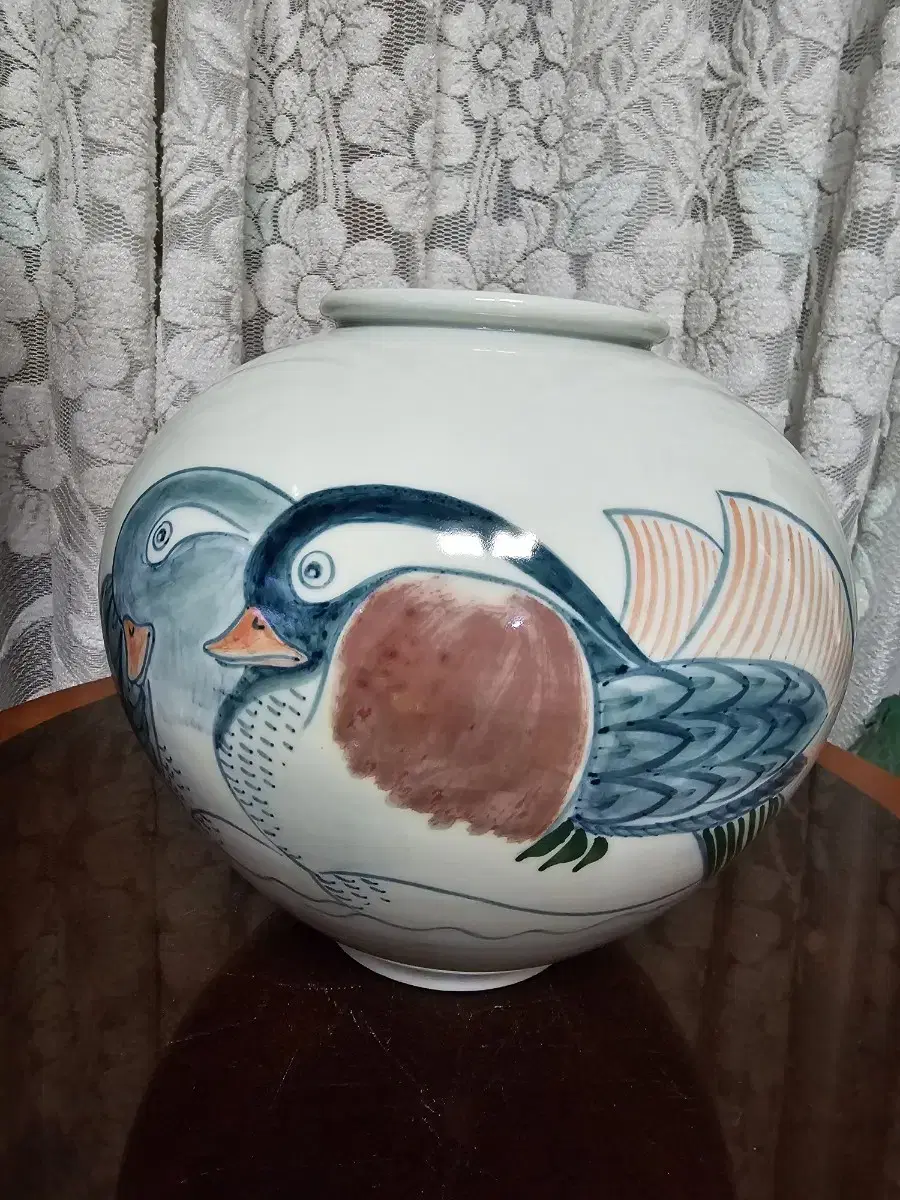 White porcelain with a mandarin duck pattern