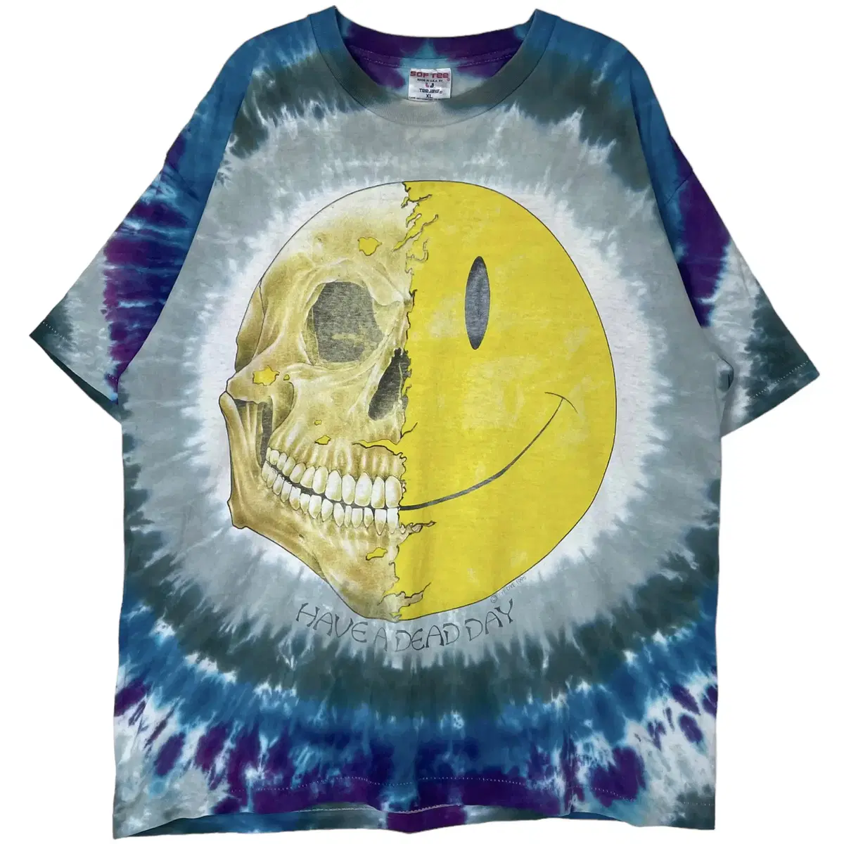 90s Aidai Have a Dead Day Tie-Dye Smiley T-Shirt