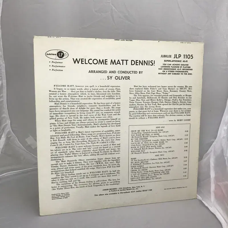 WELCOME MATT DENNIS  LP / AA2164