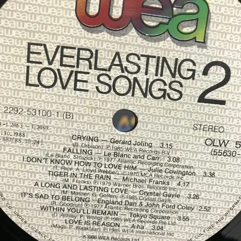 EVERLASTING LOVE SONGS LP / AA2221