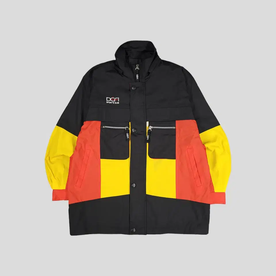 DEFI 00s Black Red Yel Colorblocked Multipocket Old School Woven Lightweight Wind