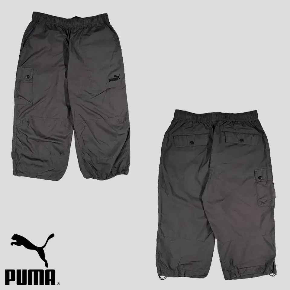 PUMA Puma Puma 00s Deep Grey Black Logo Embroidered Cargo Pocket Incised Two-Way