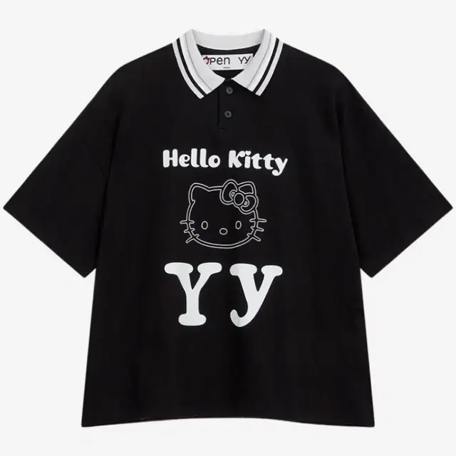 에눌가능 Open Yy 헬로키티 hello kitty 카라 티셔츠 블랙