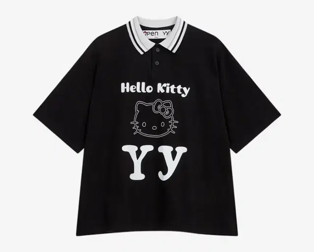 에눌가능 Open Yy 헬로키티 hello kitty 카라 티셔츠 블랙