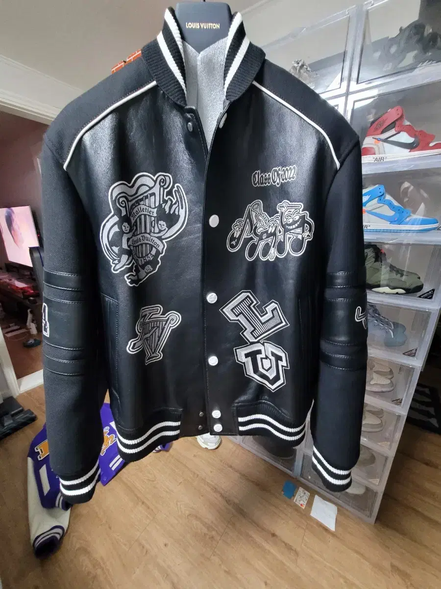 [46]Louis Vuitton leather Varsity bloom jacket