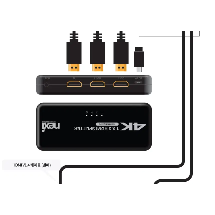 모니터 선택기 입력: HDMI x1개, 출력: HDMI x2 오디오지원