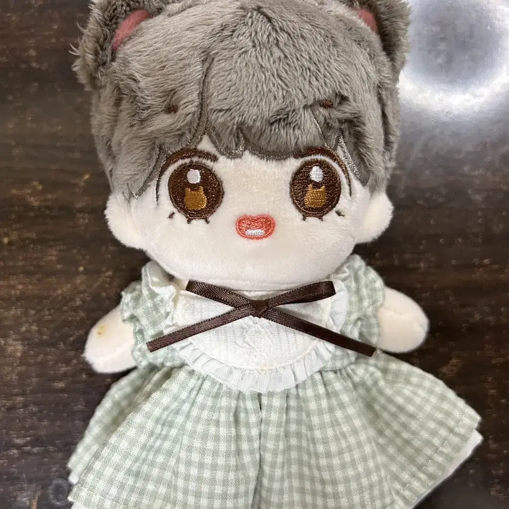 15cm 허니베어태 인형 + 체크무늬 로리타 드레스 옷장