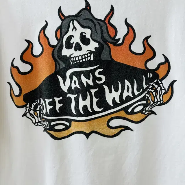 VANS OFF THE WALL 스컬 프린팅 반팔 티셔츠 L