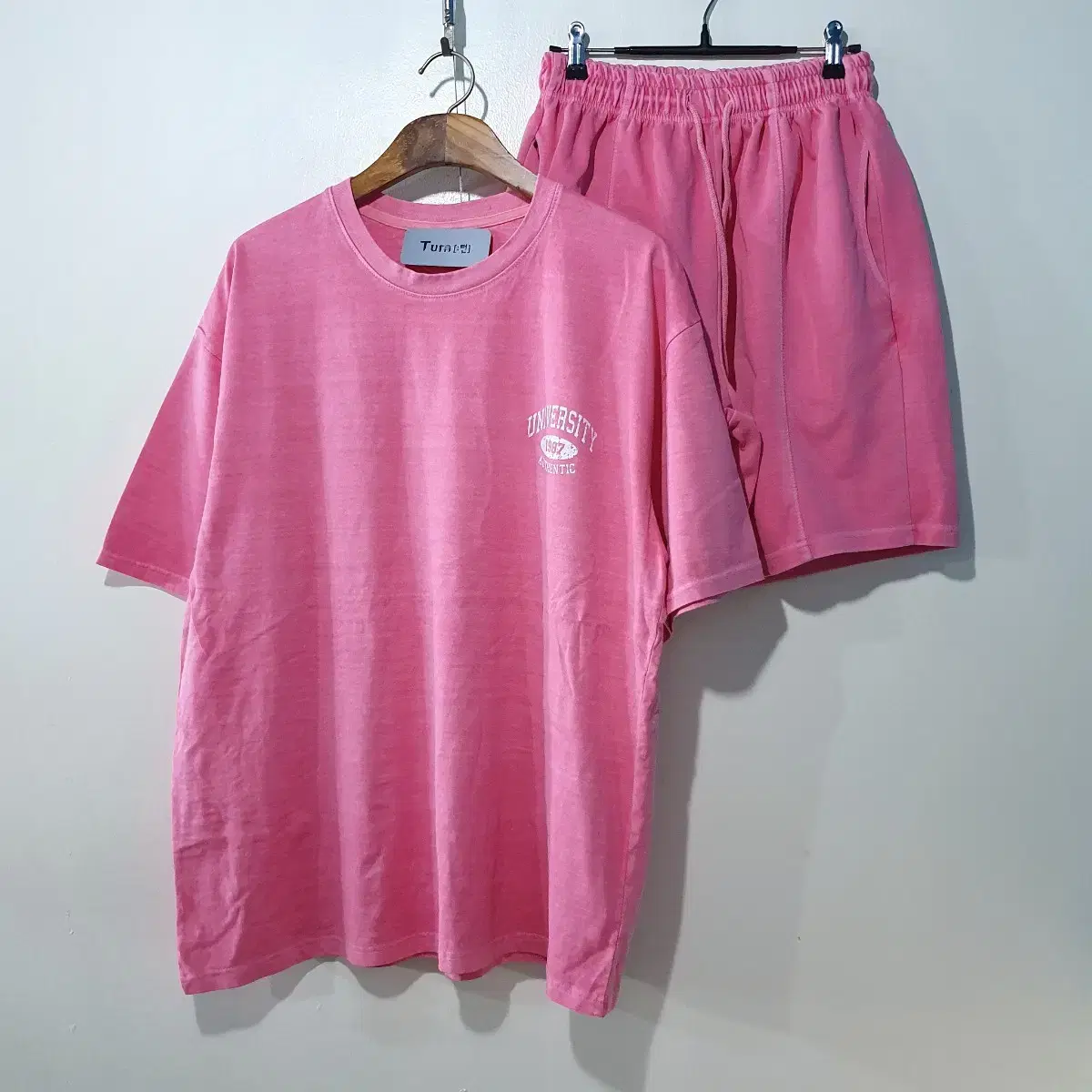 SS신상) 심플 유니버시티 피그먼트 반팔세트 12color S~4XL