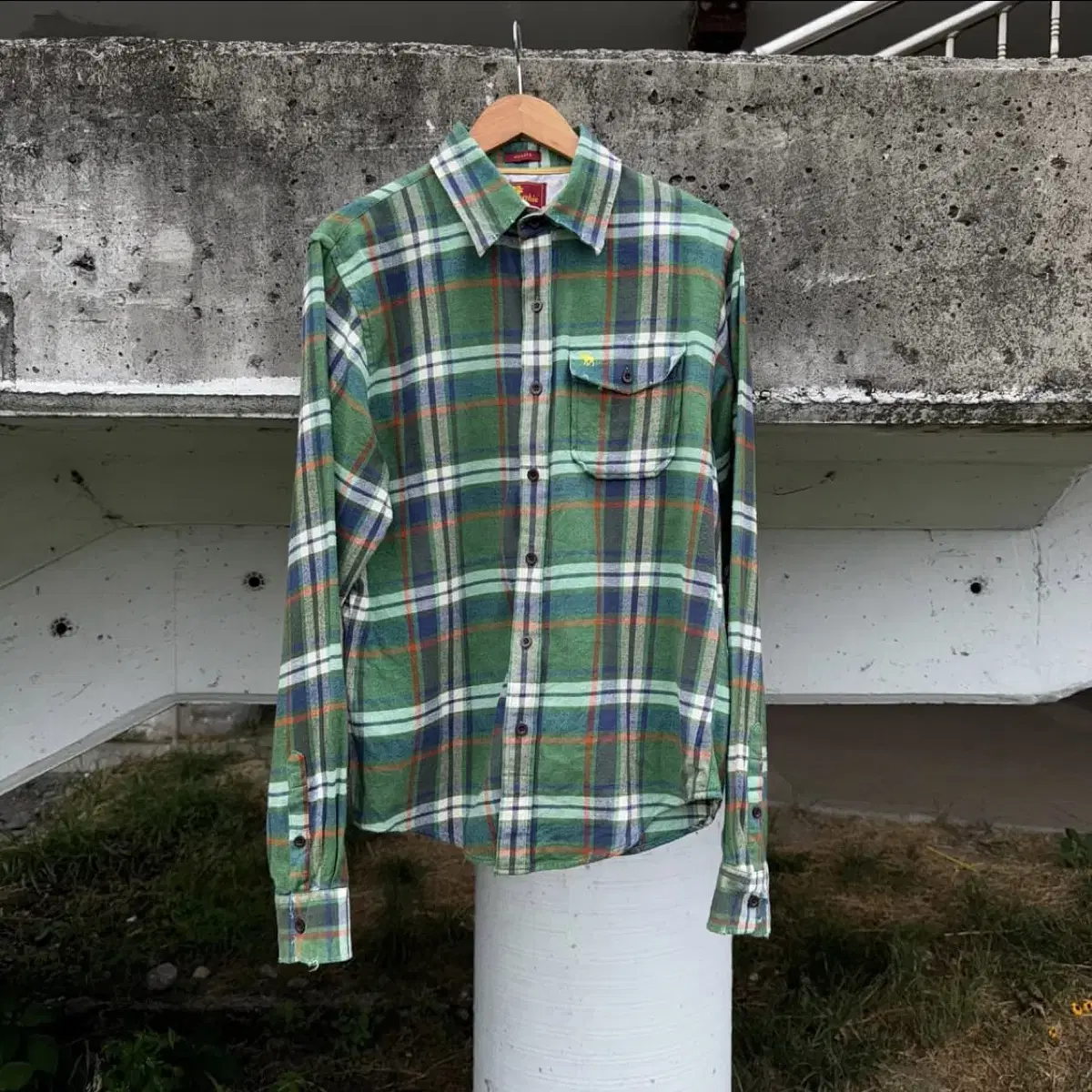 Abercrombie Damage Green Check Shirt L