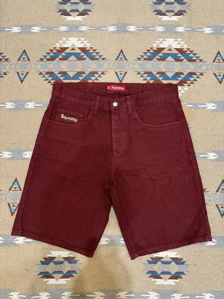 [32] Supreme Gons Denim Shorts Burgundy