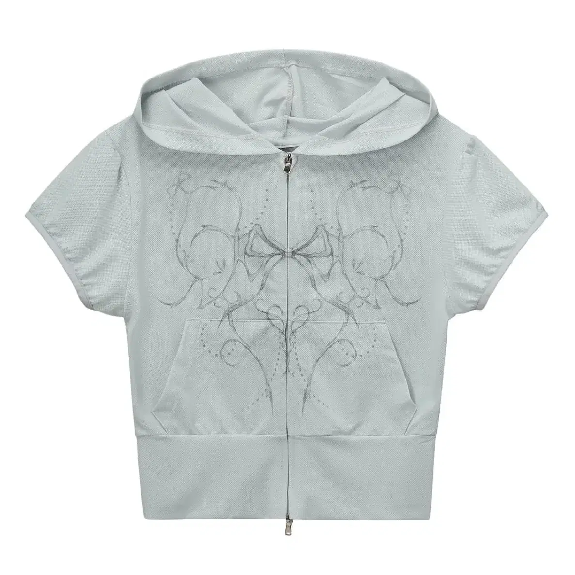 Ribon cropped hoodie zip-up