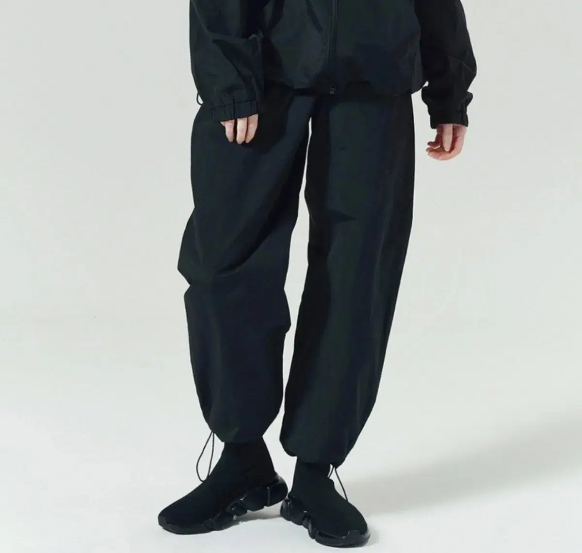 Moussin Controvanale Barscotch Hemstrings Wide Track Pants-Black,XL(-34)