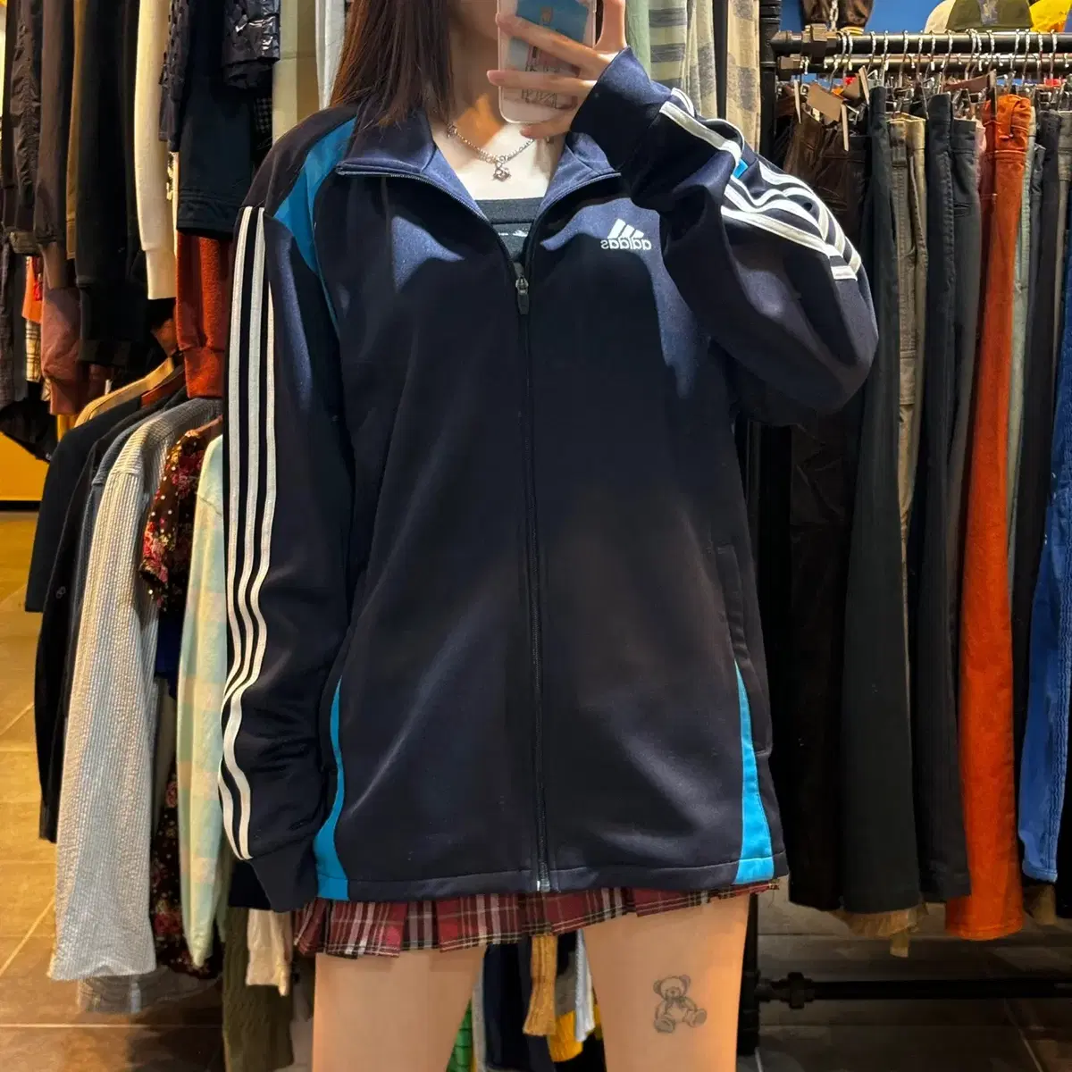 (NO.9) ADIDAS Adidas Navy Colorblocked Zip-Up Jersey Track Top (XL)