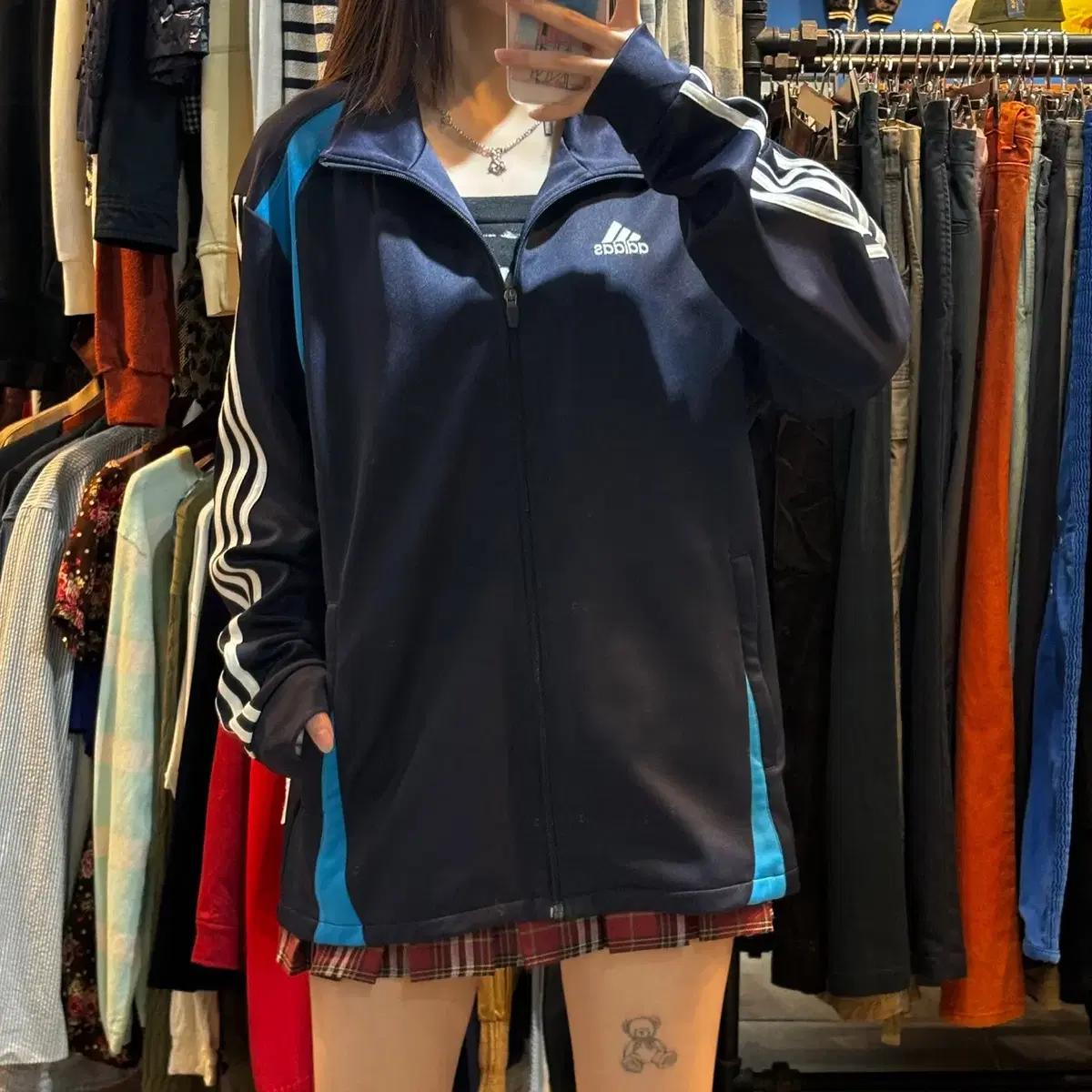 (NO.9) ADIDAS 아디다스 네이비 배색 집업 져지 트랙탑 (XL)