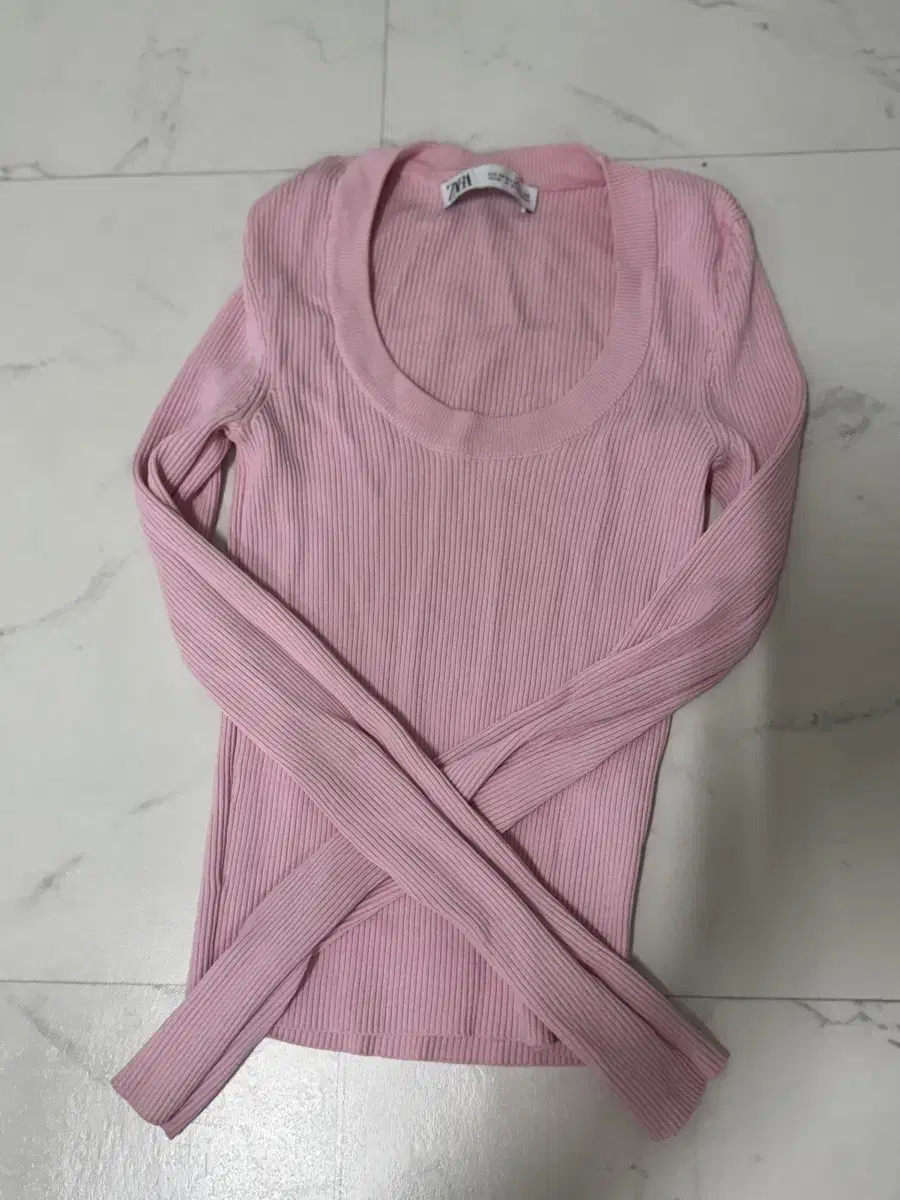 Zara Ribbed T-shirt Pink