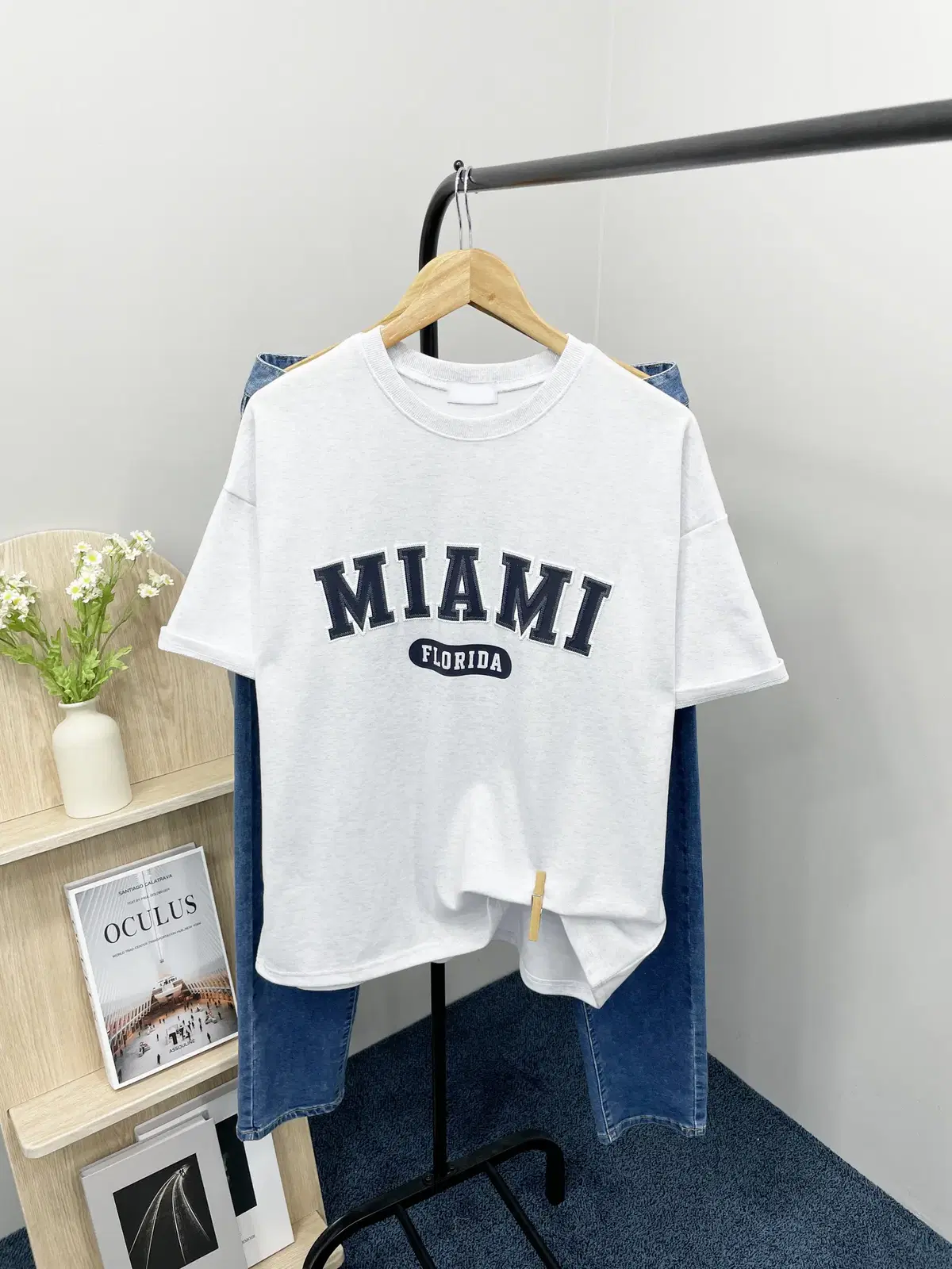 [MooBae] Stitched Miami Overfit Men's Short Sleeve T-Shirt