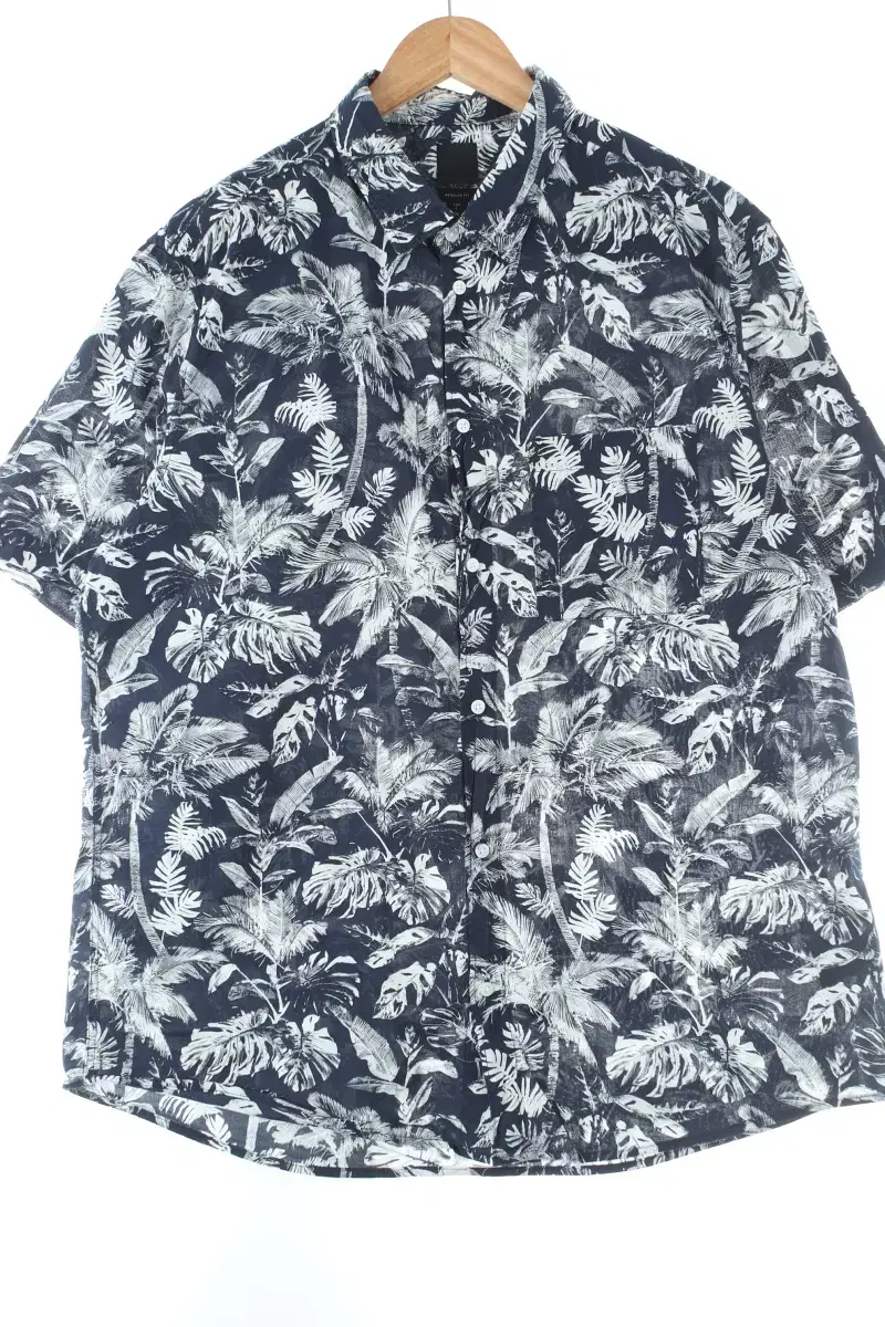 (L) BrandVintage Short Sleeve Shirt Navy Hawaiian Limited Edition-D834