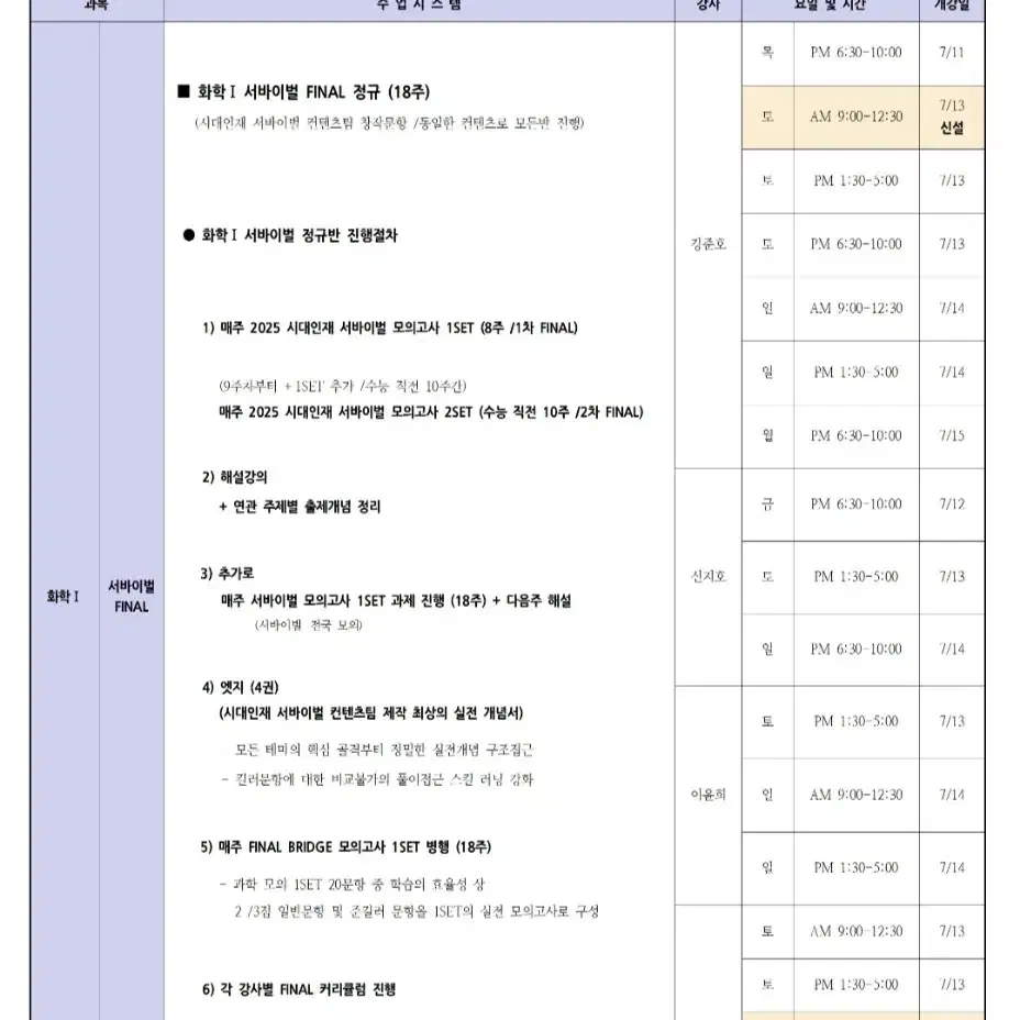 2025시대인재 화학1 서바이벌 강준호T 장기거래