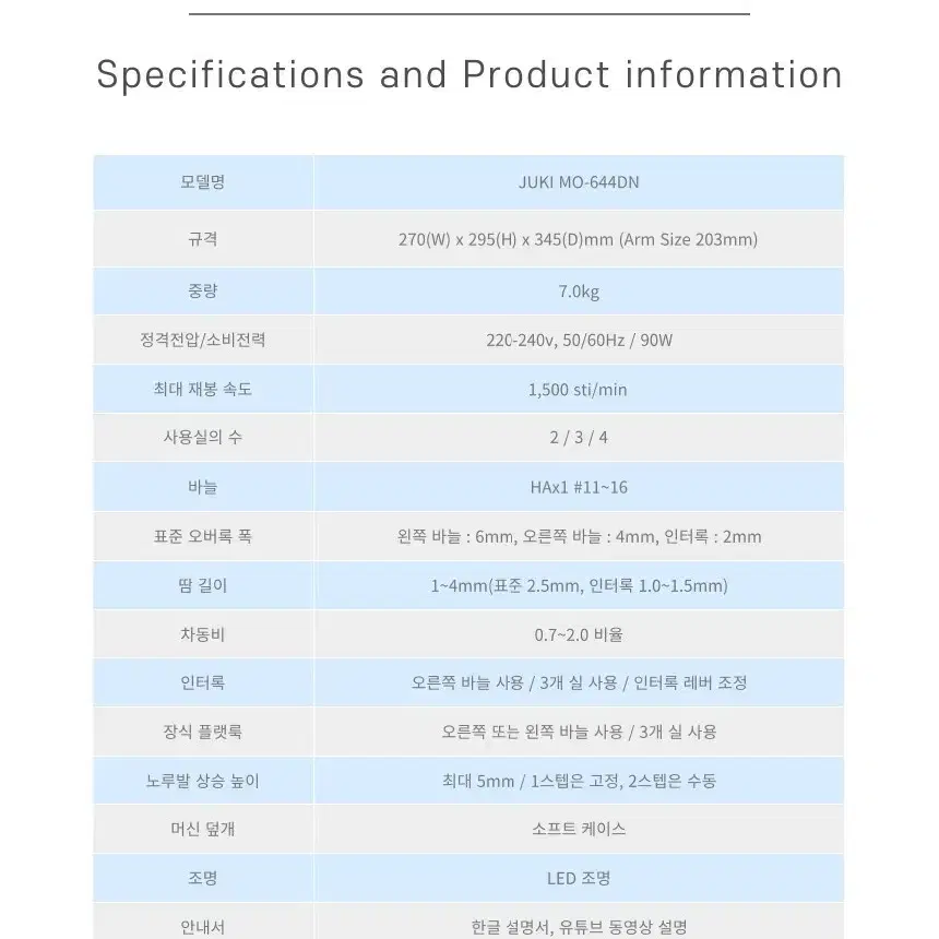 주키 MO-644DN 오버록 미싱