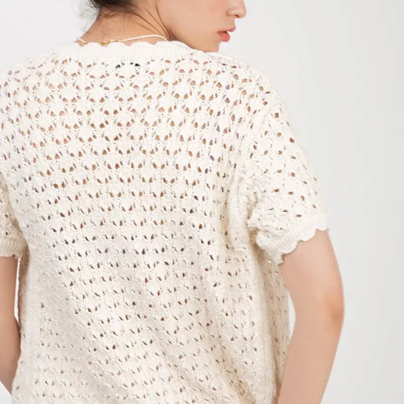 뮤제드 Seashell Motif Crochet 반팔가디건