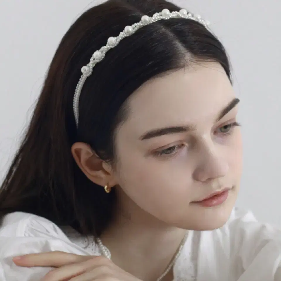 HAS 하스 플라워 펄 헤어밴드 flower pearl hairband