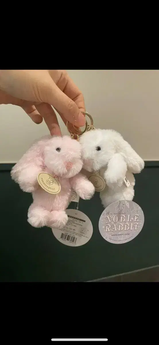 Unsealed pearl clasp rabbit keyring bag hook noblebit