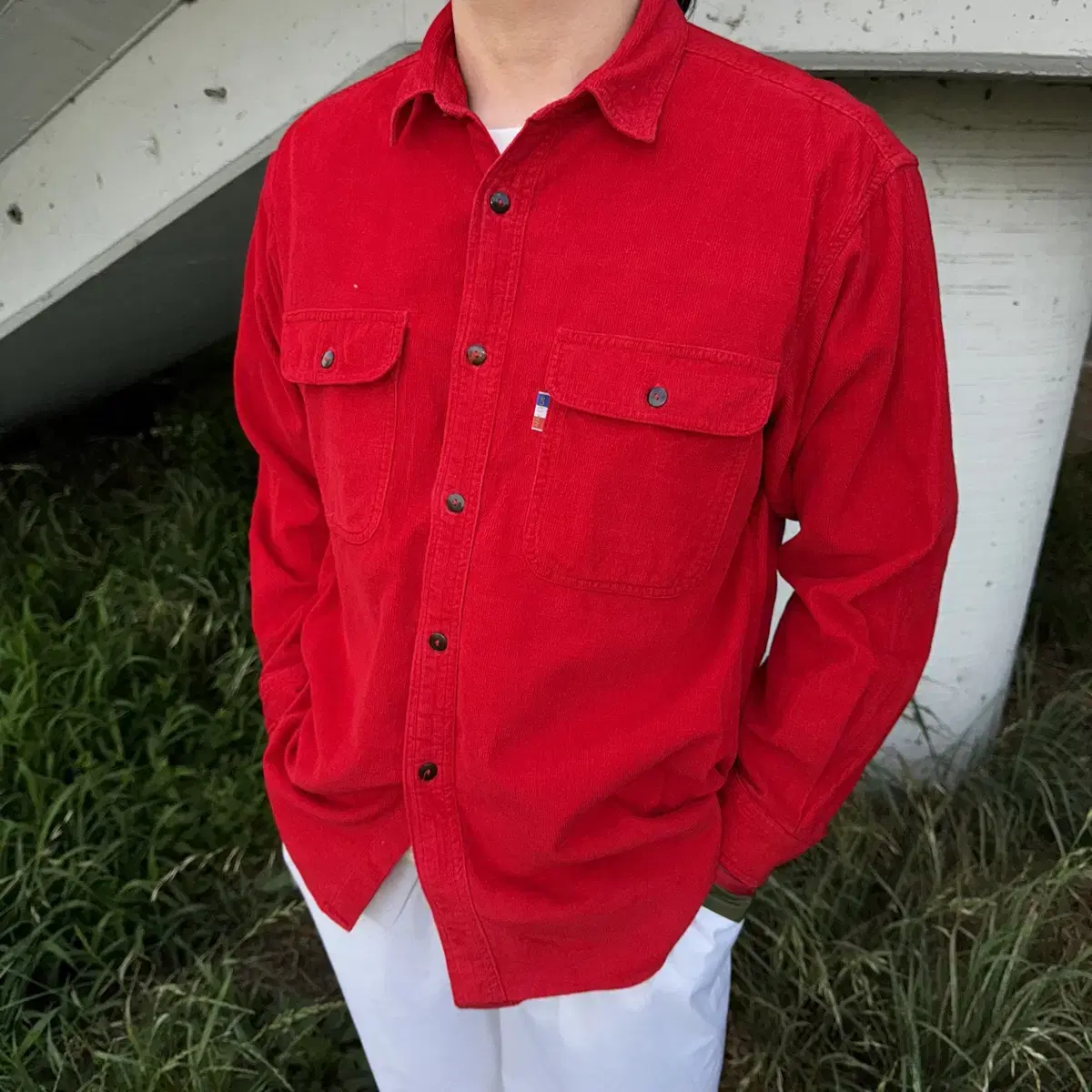 JPN Bright Red Corduroy Shirt