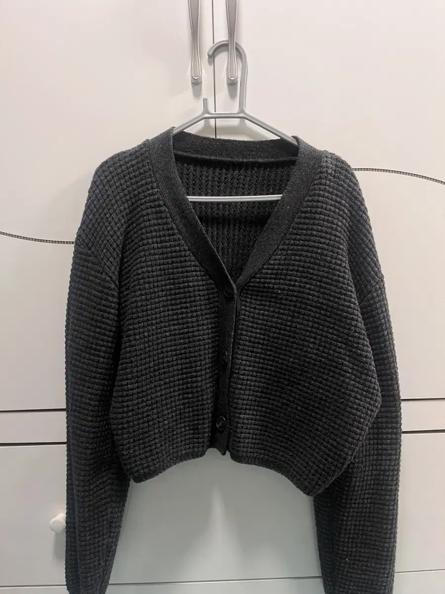 Charcoal-colored short cardigan for sale