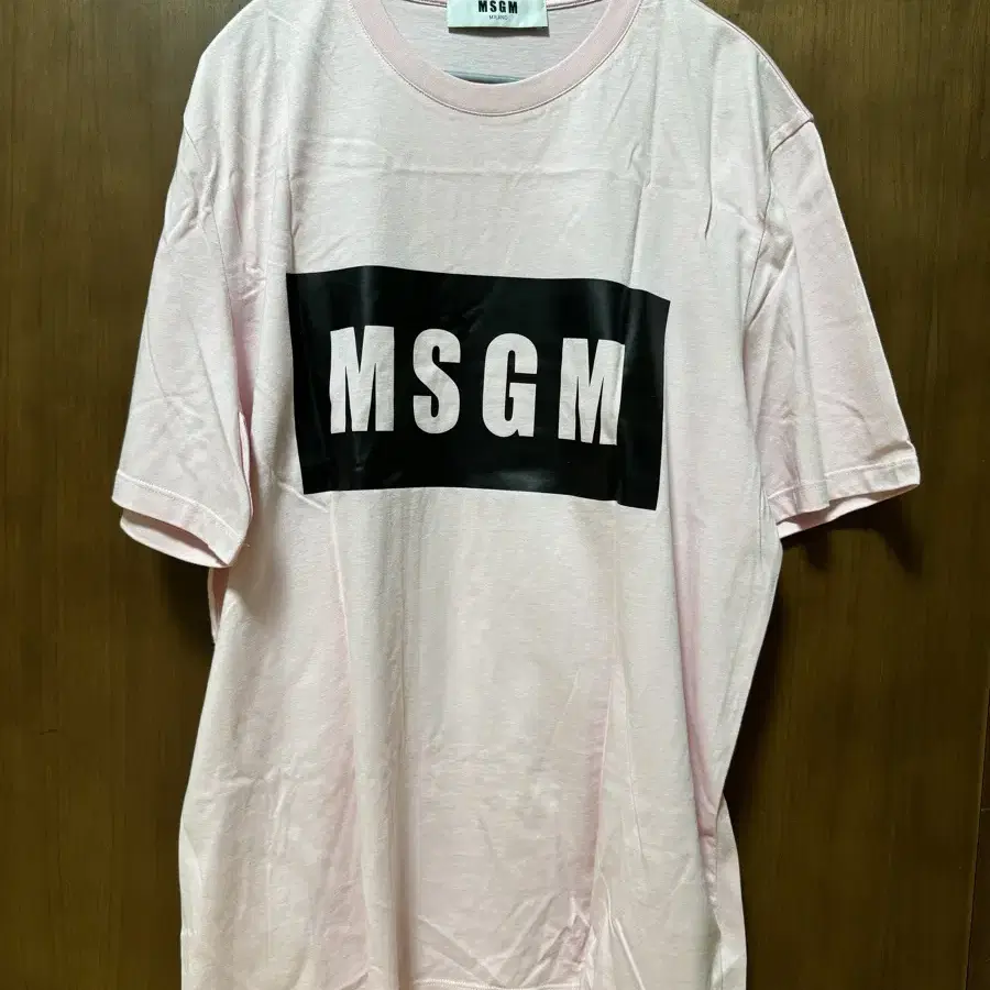 L / MSGM 박스로고 반팔 티셔츠 핑크