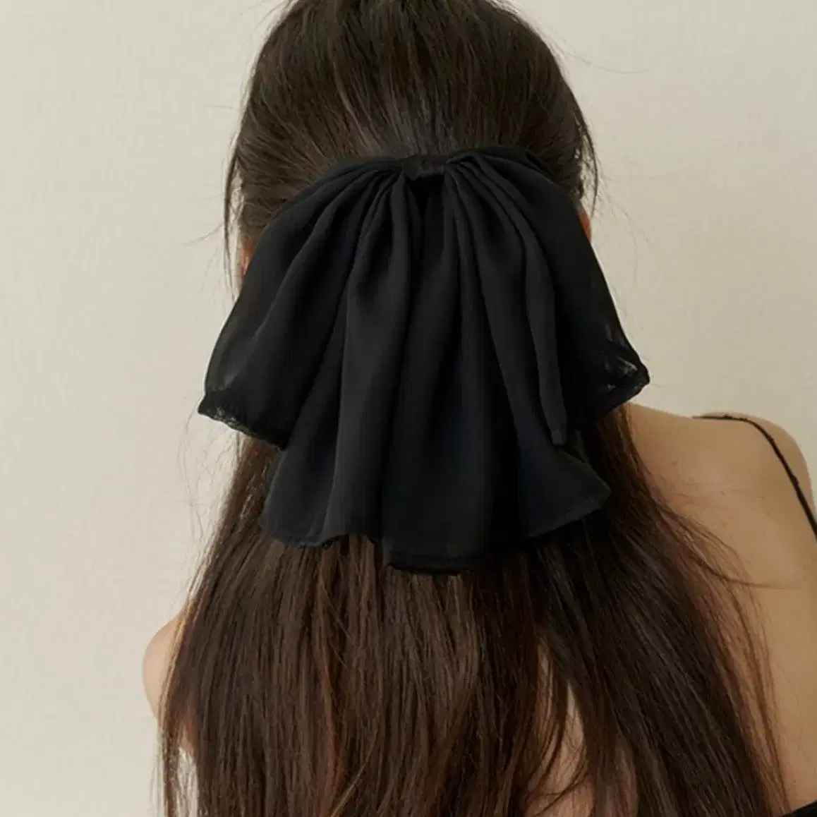 카인더베이비 elegant draping black ribbon hair