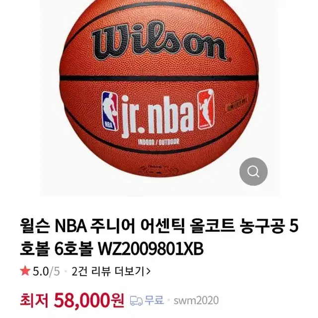 윌슨 nba 주니어 농구공 5호