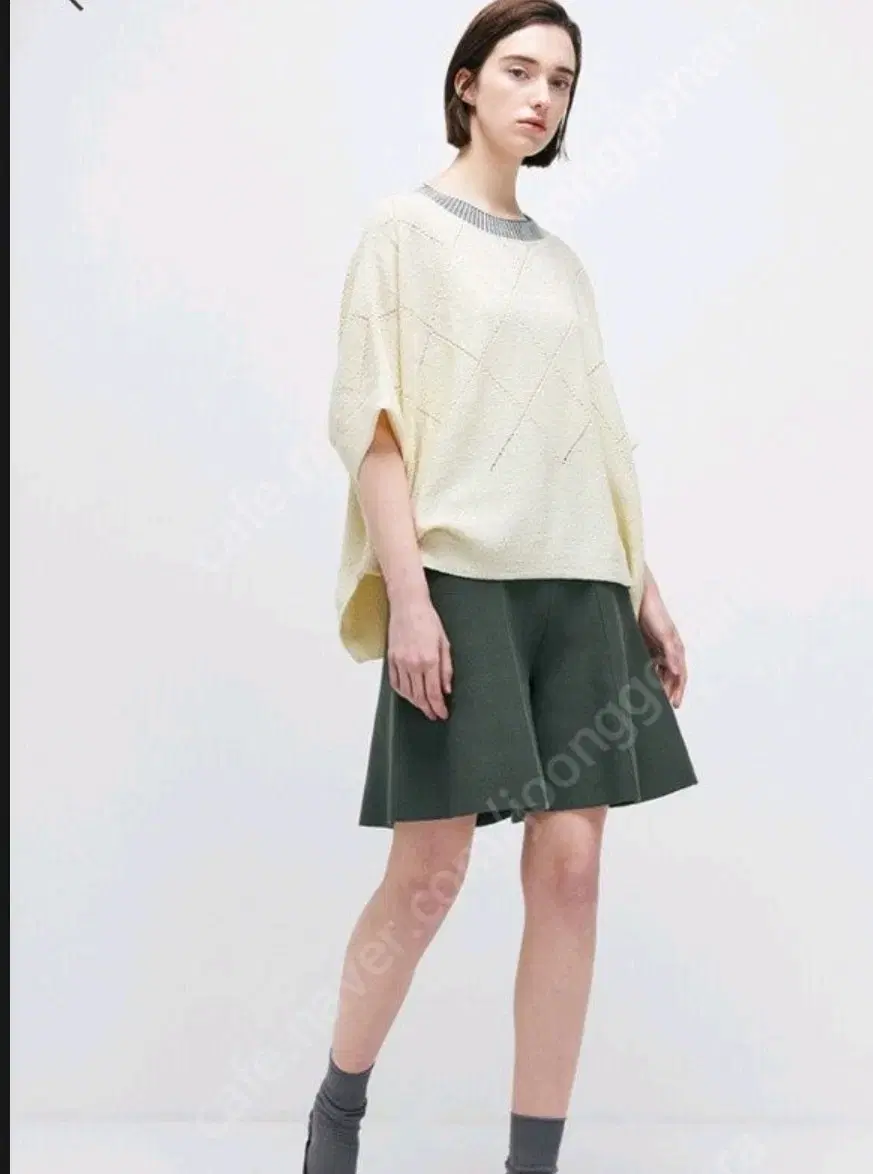 22ss system) Eyelet fully loose-fitting knit top