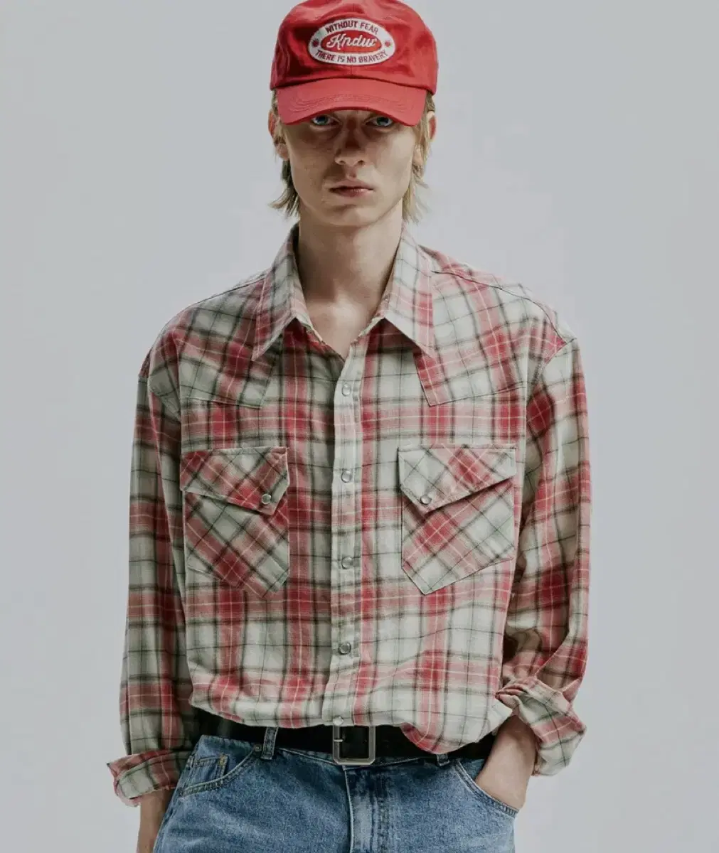 Cayend 03s Plaid Western Shirt Red 2(L) New