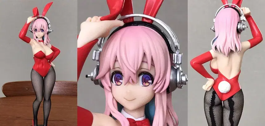 FURYU Super Sonico Bicute Red Bunny Girl Classic Bishoujo Figures Pink