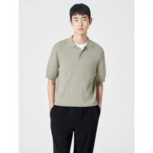 Men) 23SS 8SECONDS Ribbed collar short sleeve knit