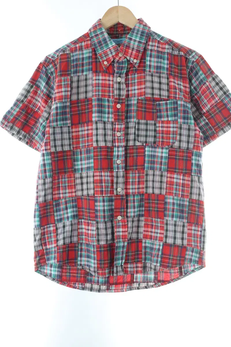 (M) BrandVintage short sleeve shirt Southern patchwork red old school-D8DC