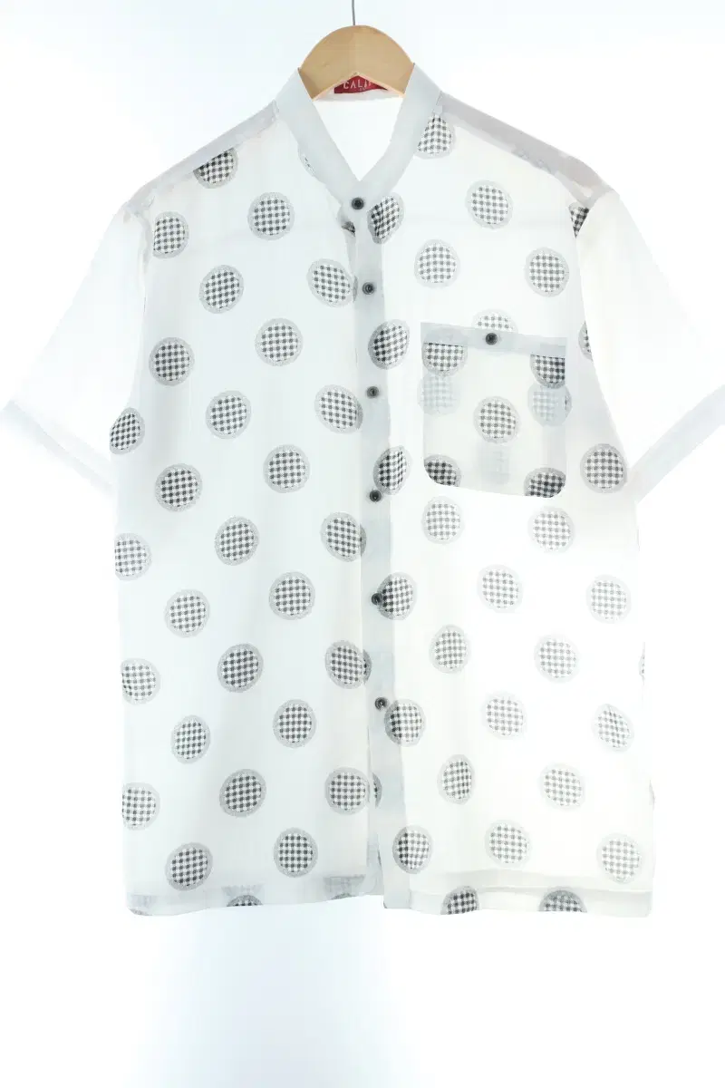 (M) BrandVintage short sleeve shirt Southern white polka dot pattern old school-D8DE