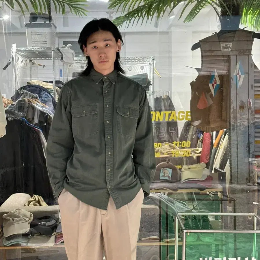 LLBean 그린카키 셔츠