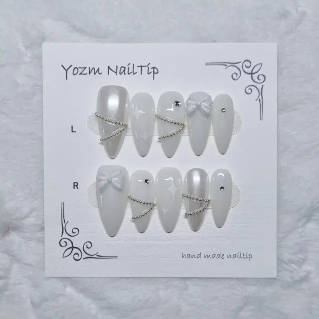 Yozm NailTip 볼체인화이트리본